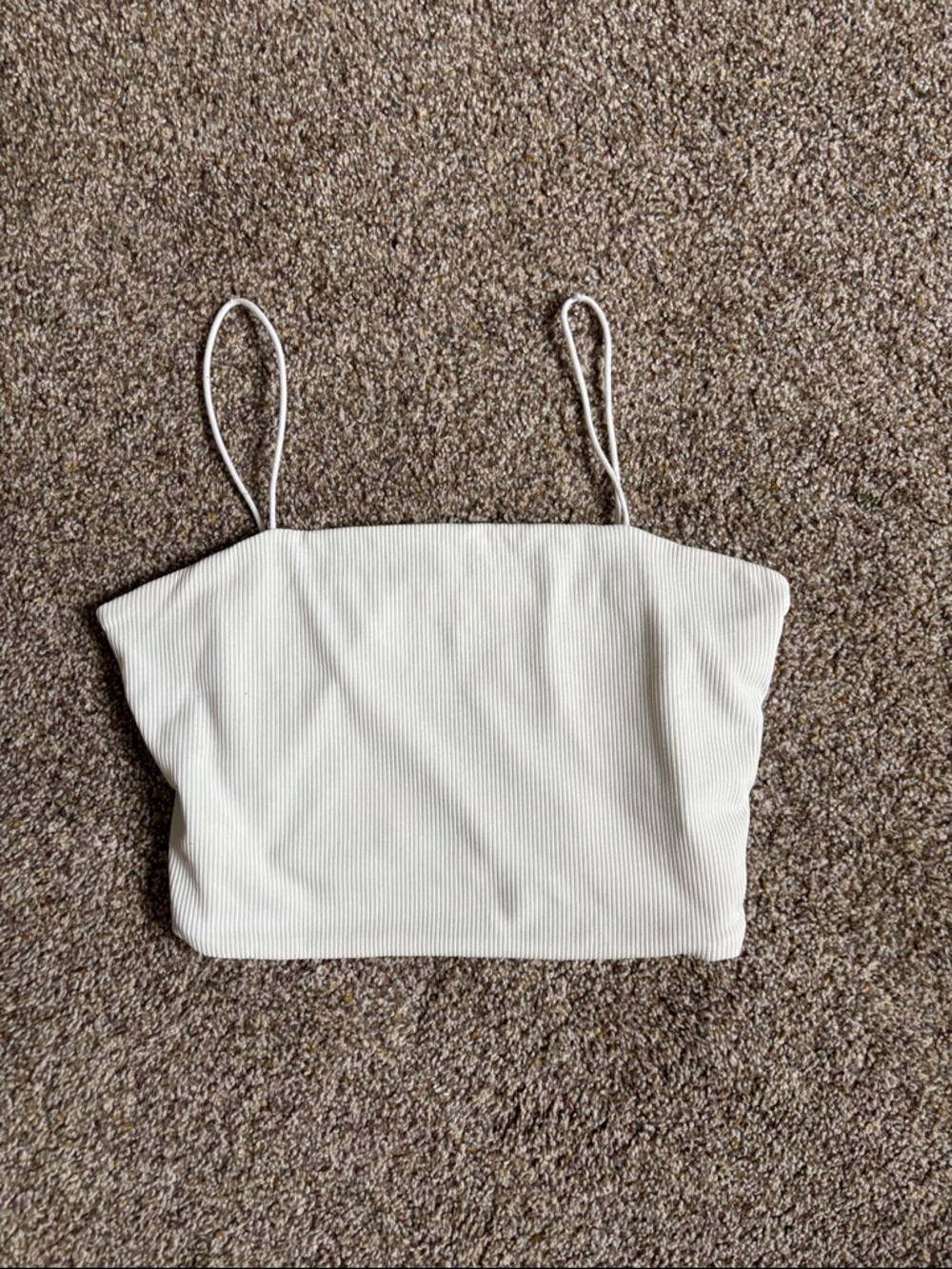 Women's White Ribbed Spaghetti Strap Crop Top